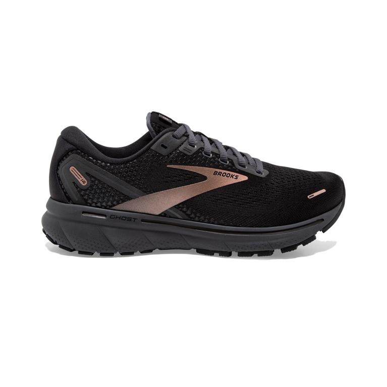 Brooks Ghost 14 Cushioned Road Running Shoes - Women's - Black/Ebony/grey Charcoal/Rose Gold (28651-